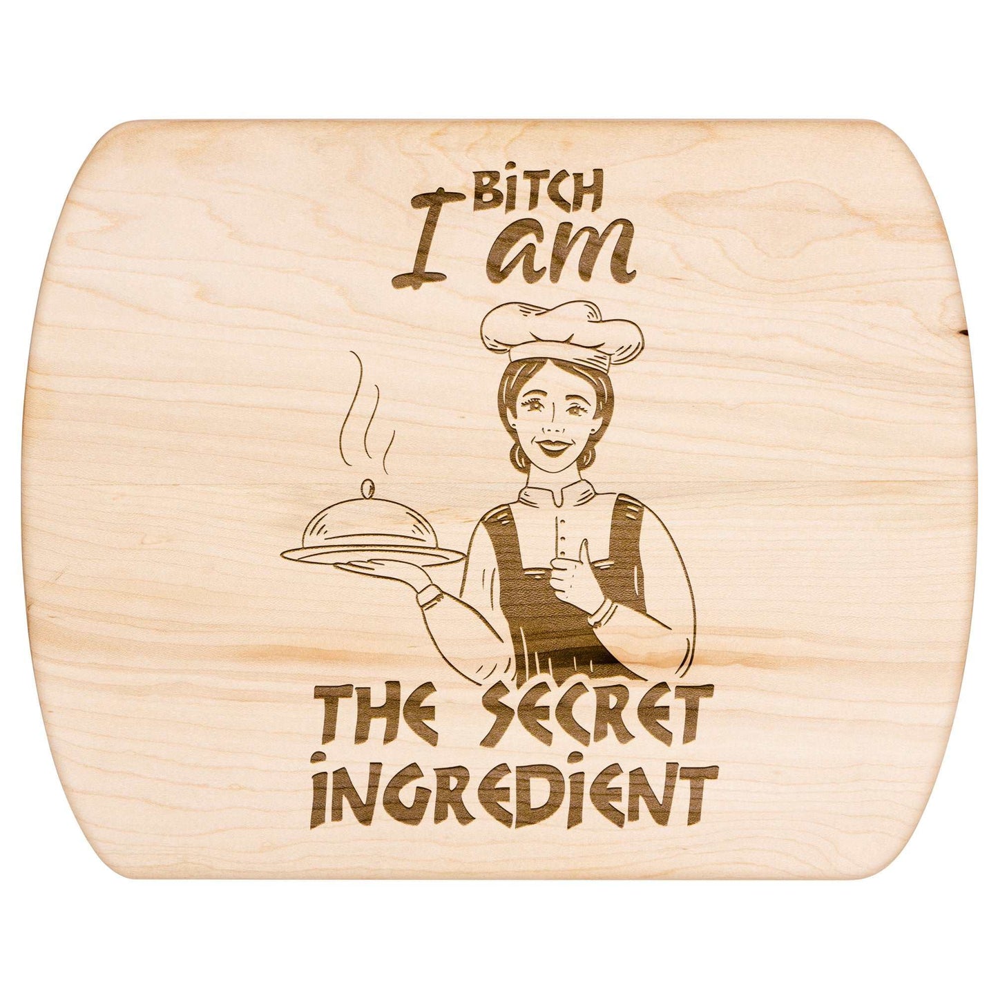 Funny Hardwood Oval Cutting Board - Secret Ingredient