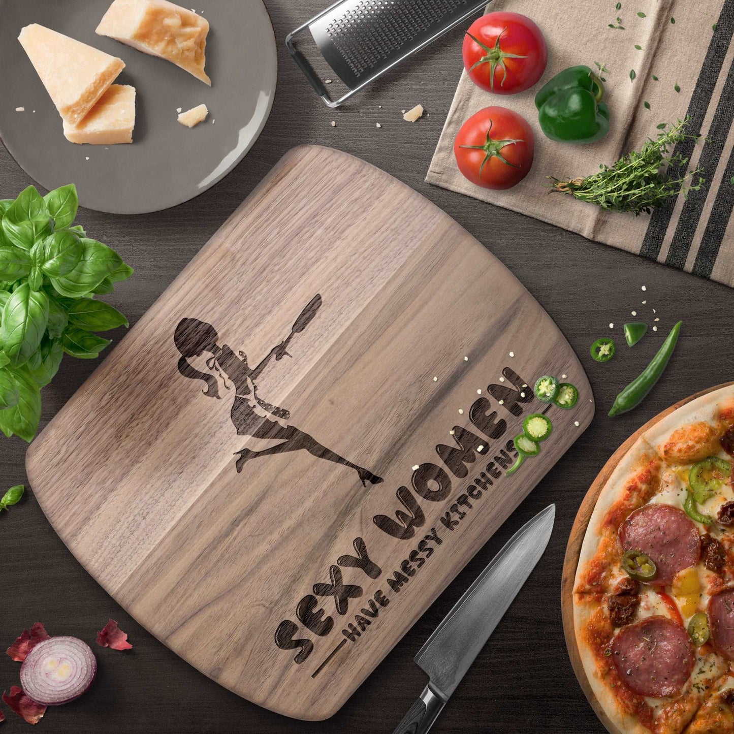 Funny Hardwood Oval Cutting Board - Sexy Women