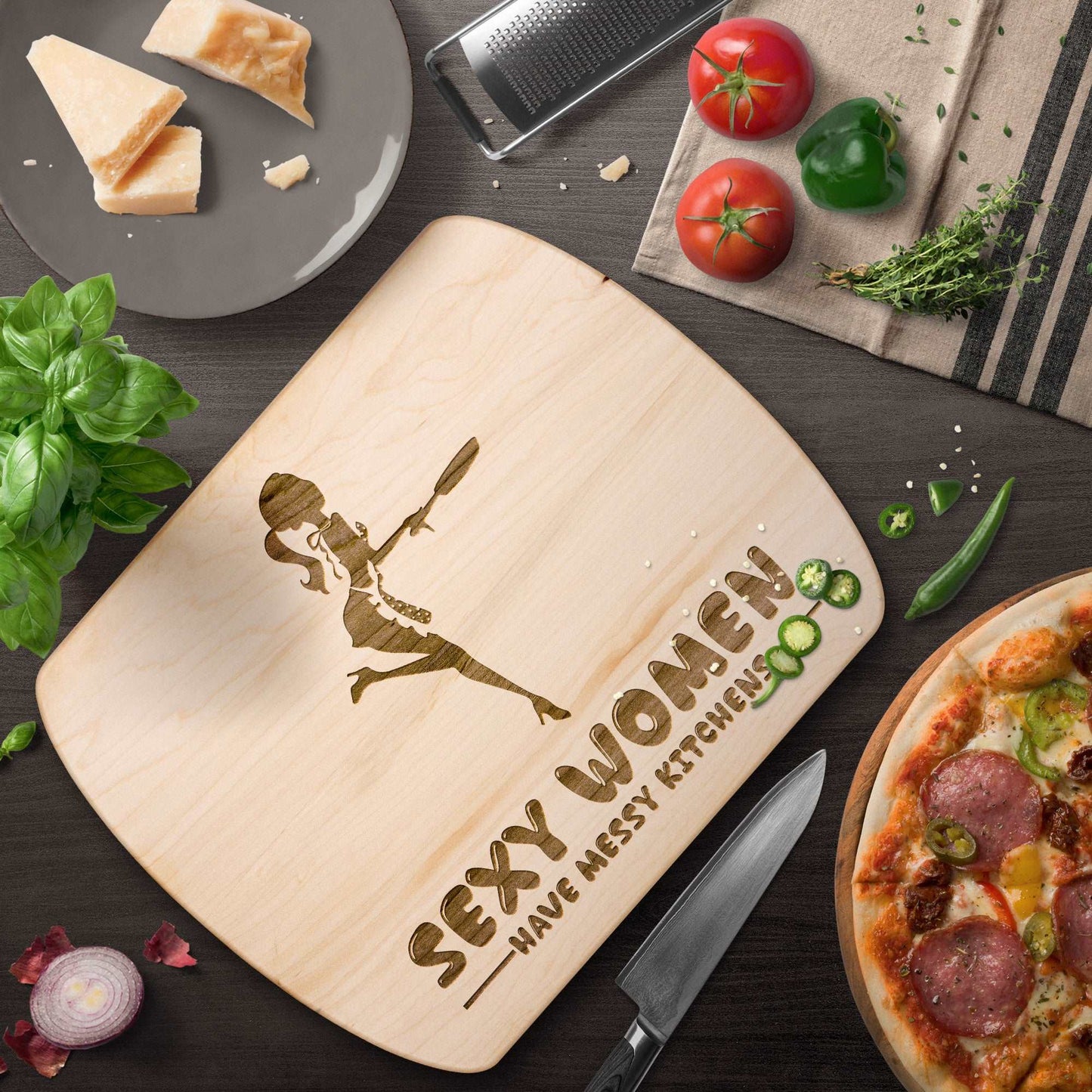 Funny Hardwood Oval Cutting Board - Sexy Women