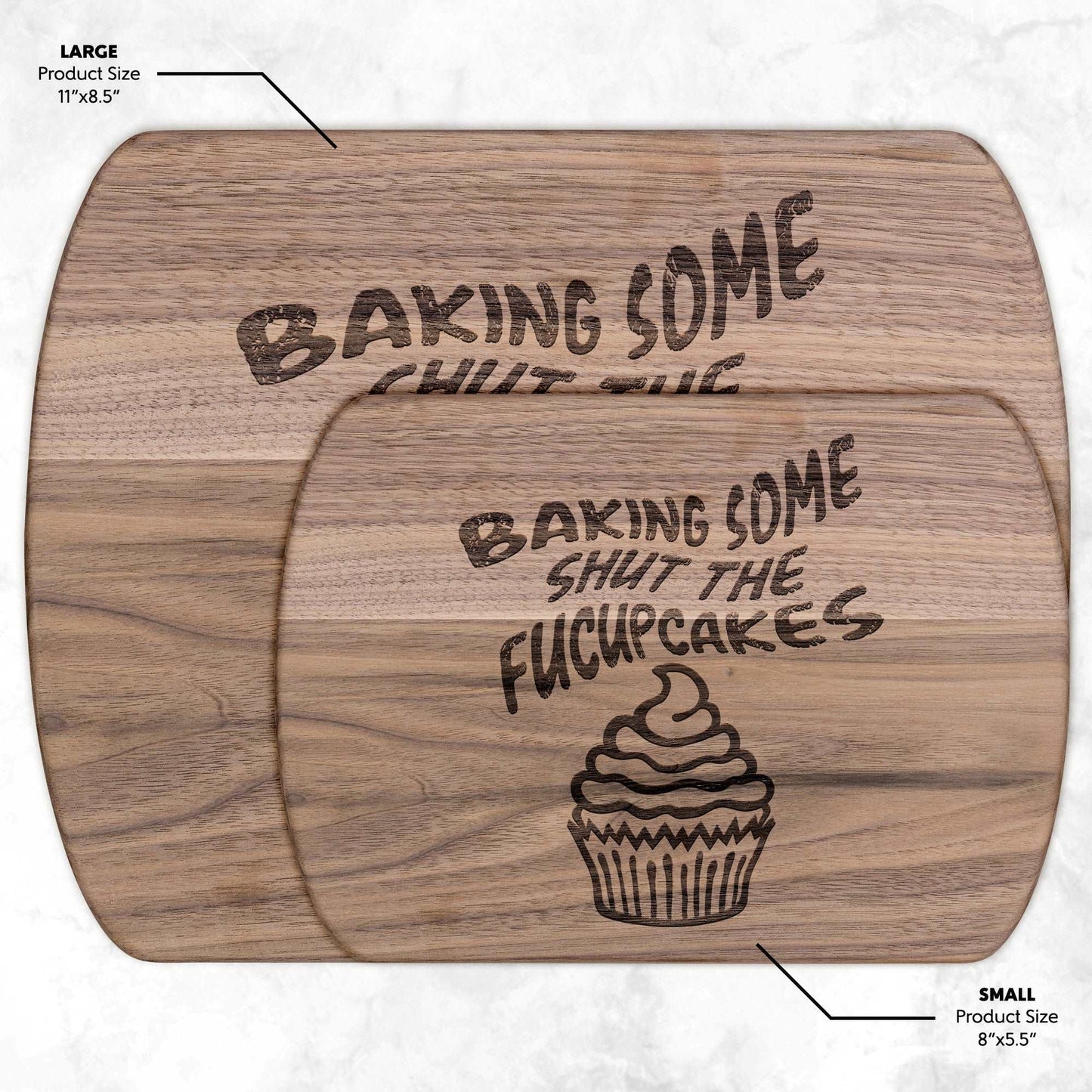 Funny Hardwood Oval Cutting Board - Shut the Cupcake