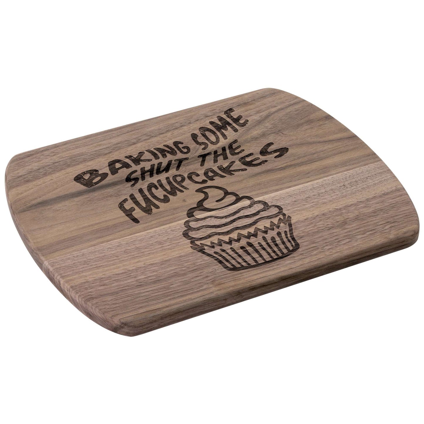 Funny Hardwood Oval Cutting Board - Shut the Cupcake
