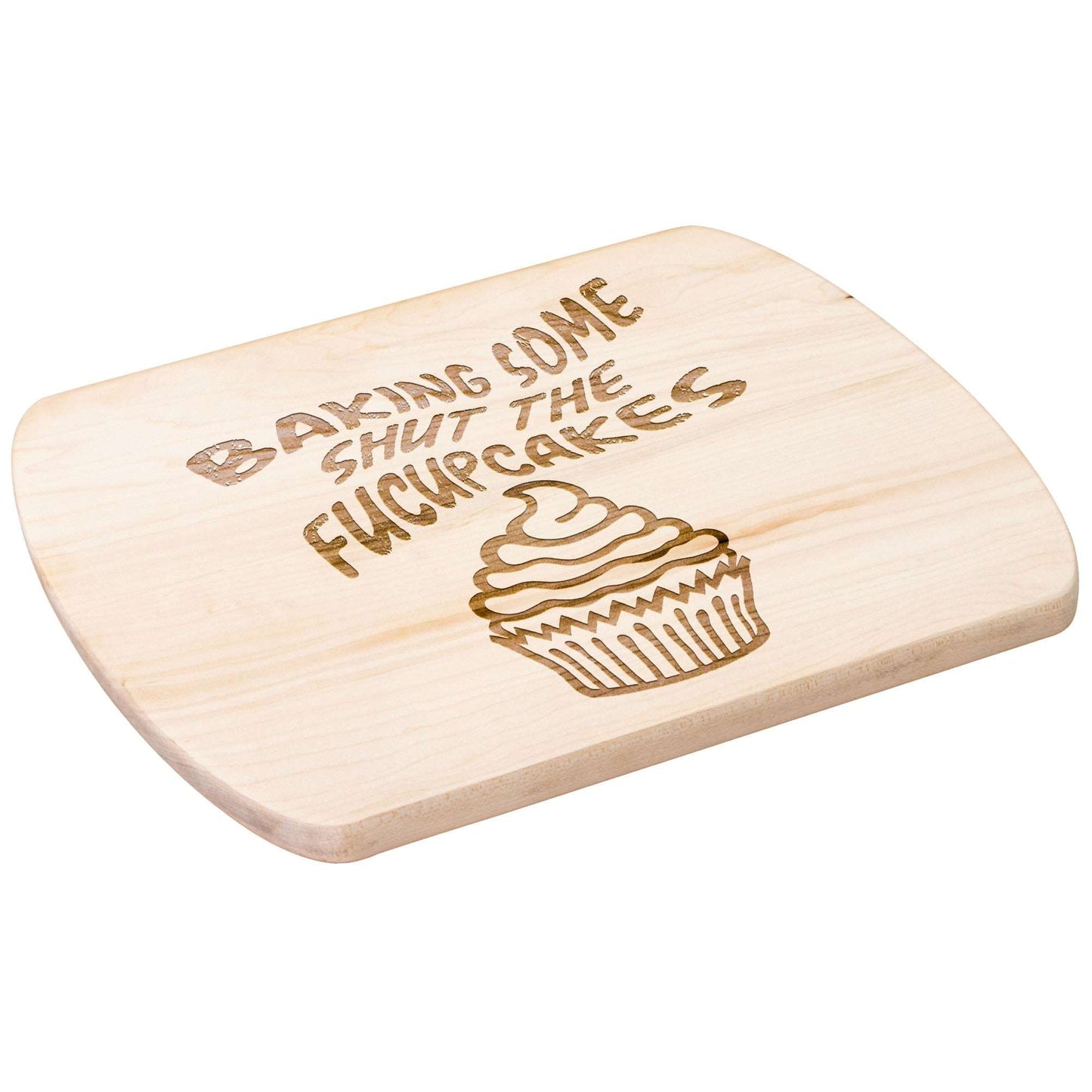 Funny Hardwood Oval Cutting Board - Shut the Cupcake