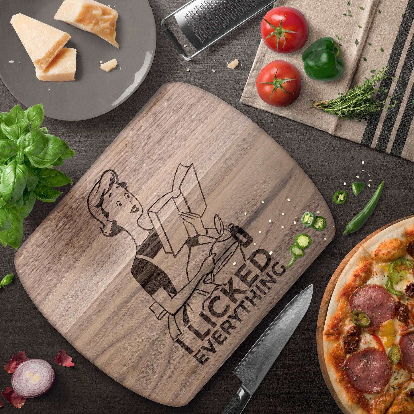 Funny Hardwood Oval Cutting Board - Licked Everything