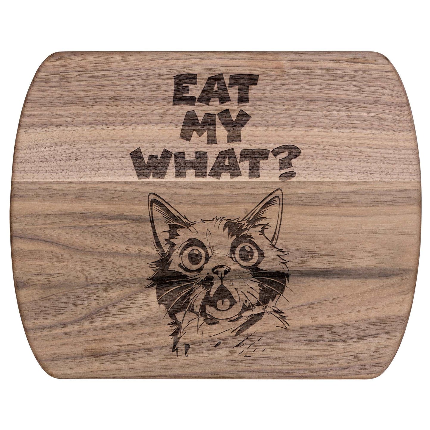 Funny Hardwood Oval Cutting Board - Eat My What 2