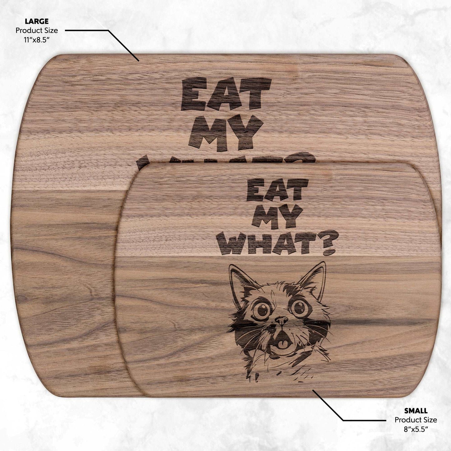 Funny Hardwood Oval Cutting Board - Eat My What 2
