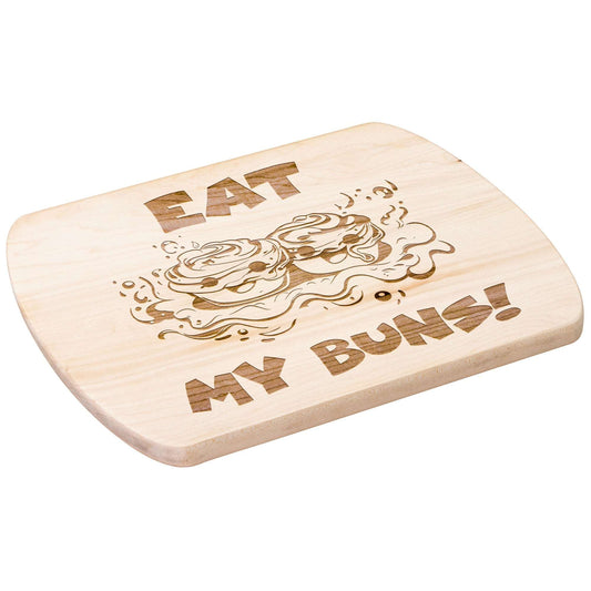 Funny Hardwood Oval Cutting Board - Eat My Buns