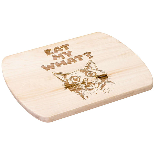 Funny Hardwood Oval Cutting Board - Eat My What 2