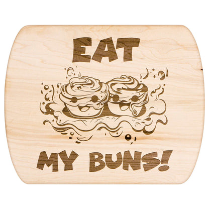 Funny Hardwood Oval Cutting Board - Eat My Buns