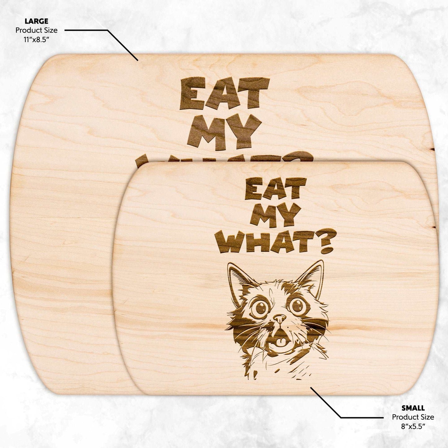 Funny Hardwood Oval Cutting Board - Eat My What 2