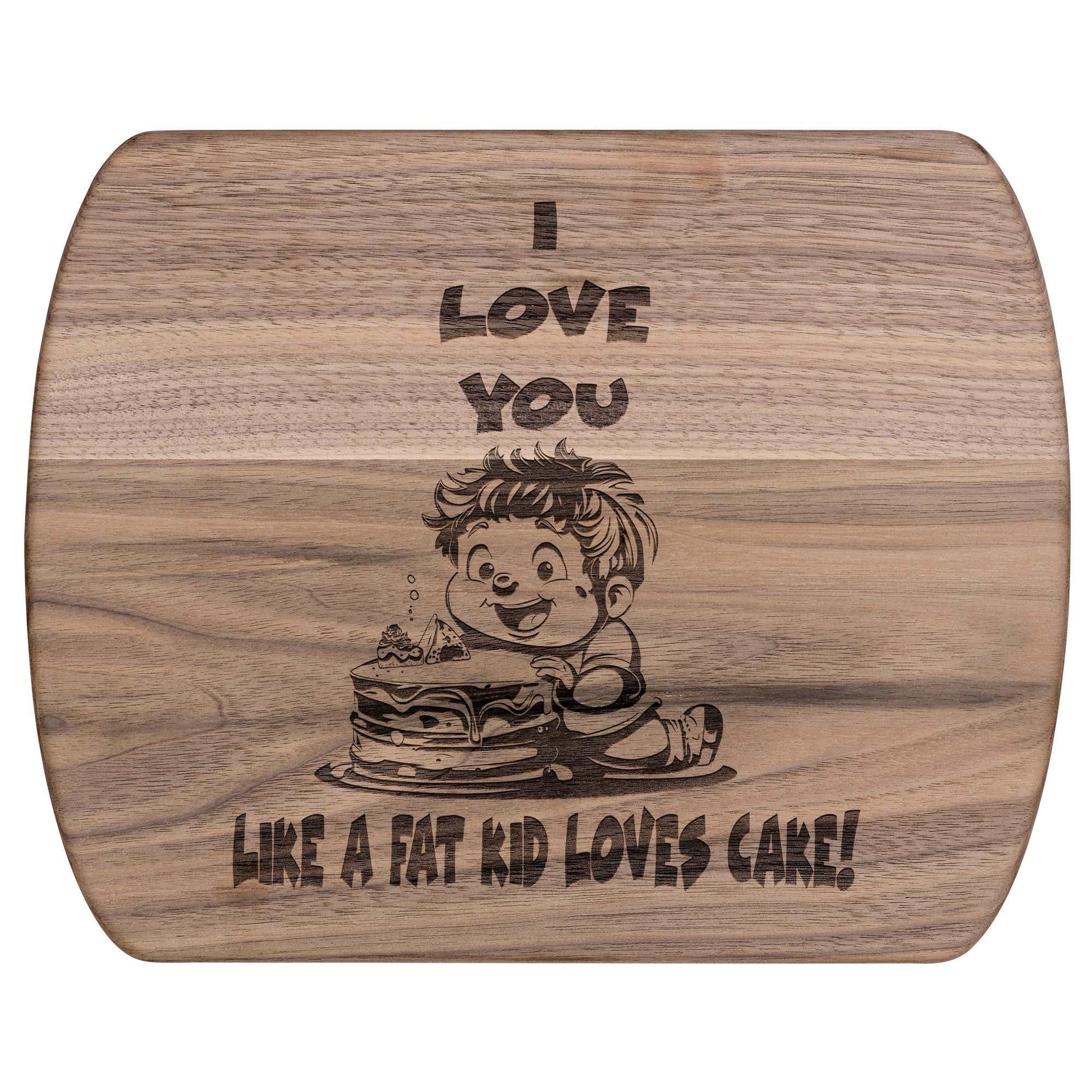 Funny Hardwood Oval Cutting Board - Fat Kid