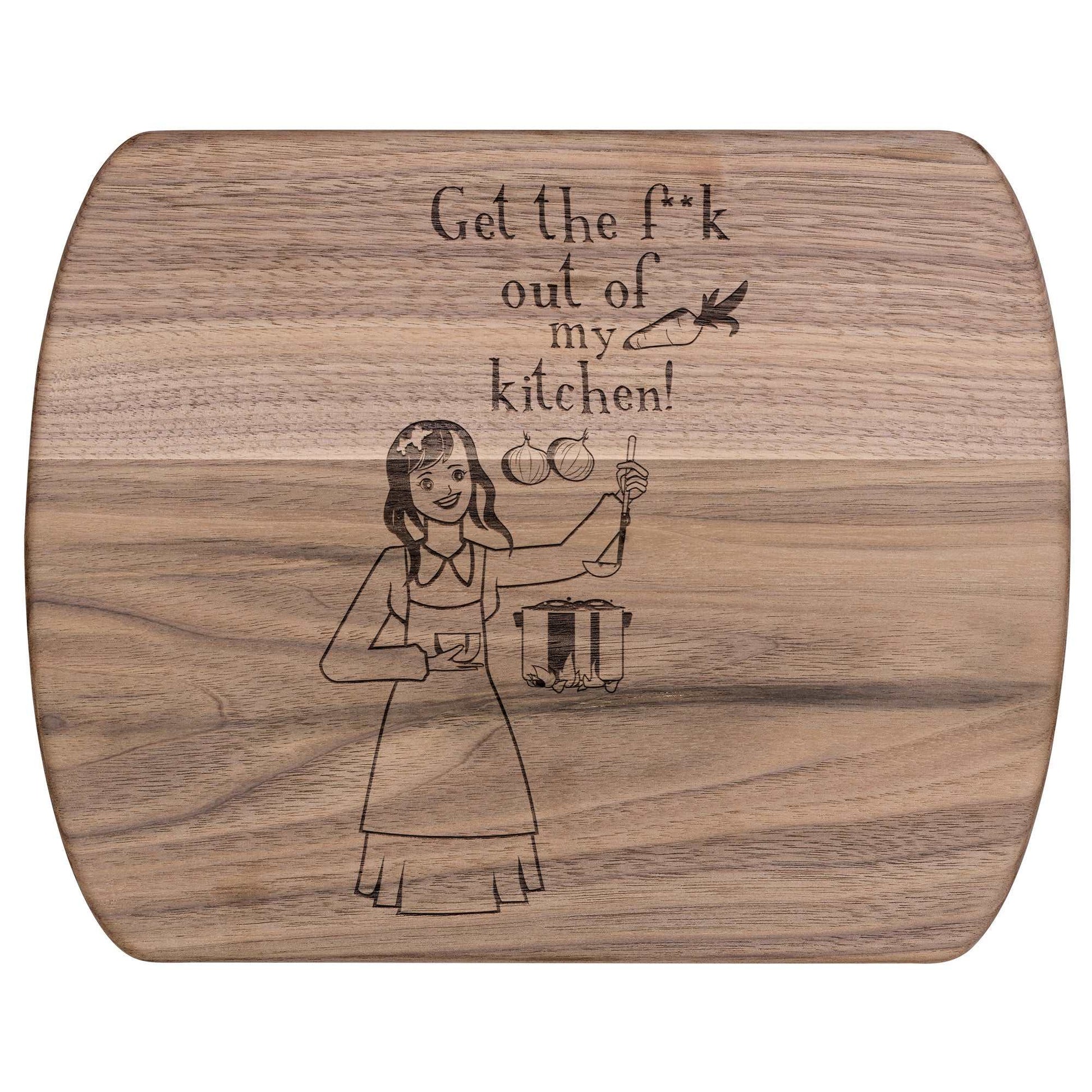 Funny Hardwood Oval Cutting Board - Get the fuck