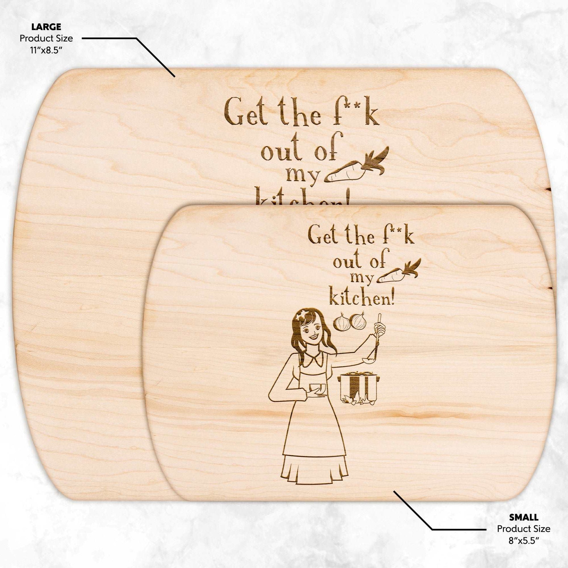 Funny Hardwood Oval Cutting Board - Get the fuck