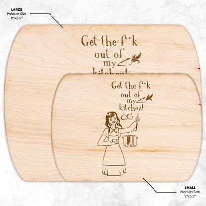Funny Hardwood Oval Cutting Board - Get the fuck