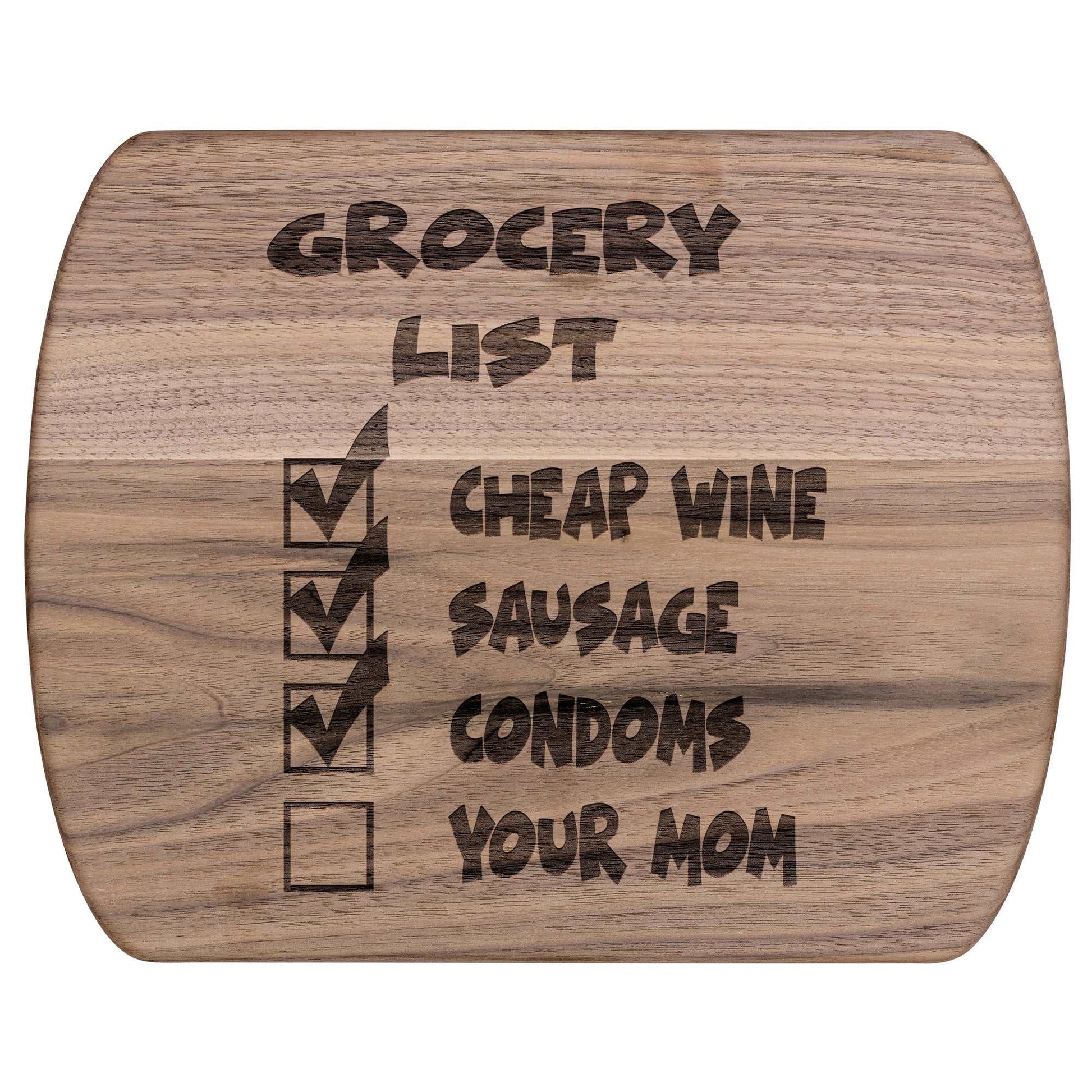Funny Hardwood Oval Cutting Board - Grocery List
