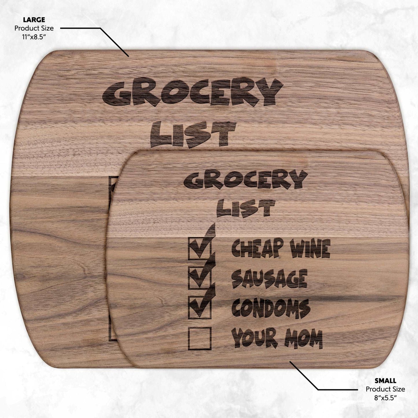 Funny Hardwood Oval Cutting Board - Grocery List