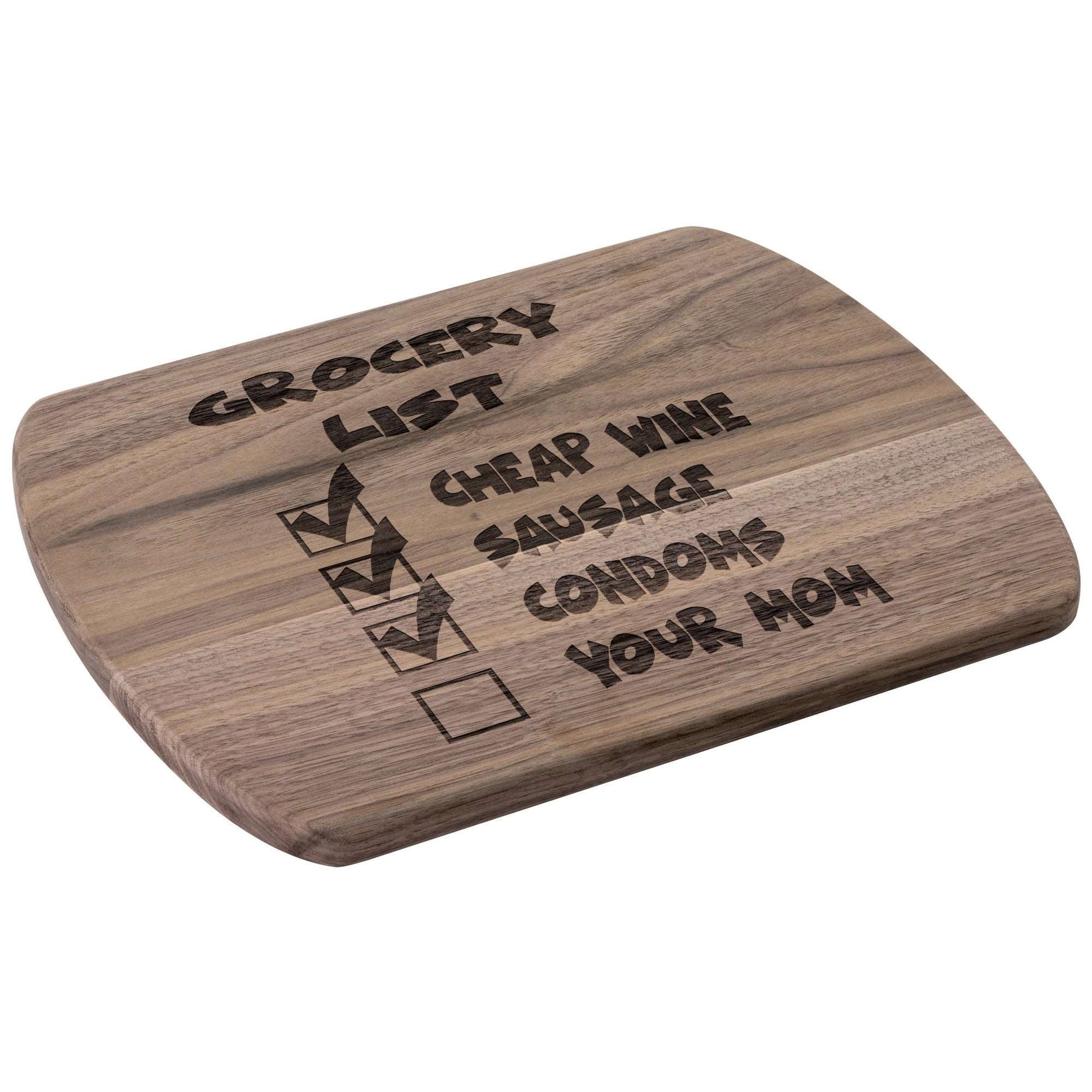 Funny Hardwood Oval Cutting Board - Grocery List