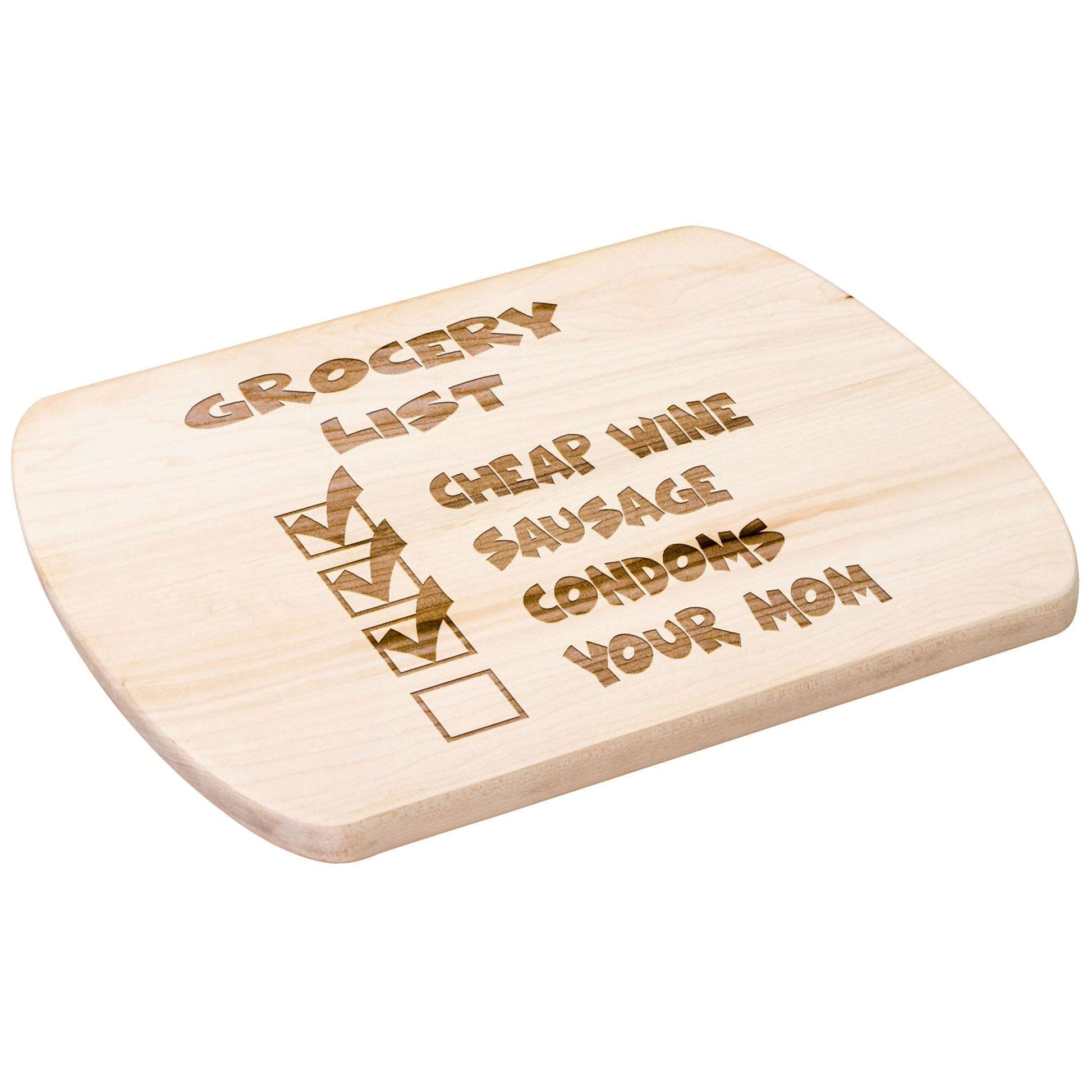 Funny Hardwood Oval Cutting Board - Grocery List