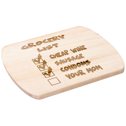 Funny Hardwood Oval Cutting Board - Grocery List