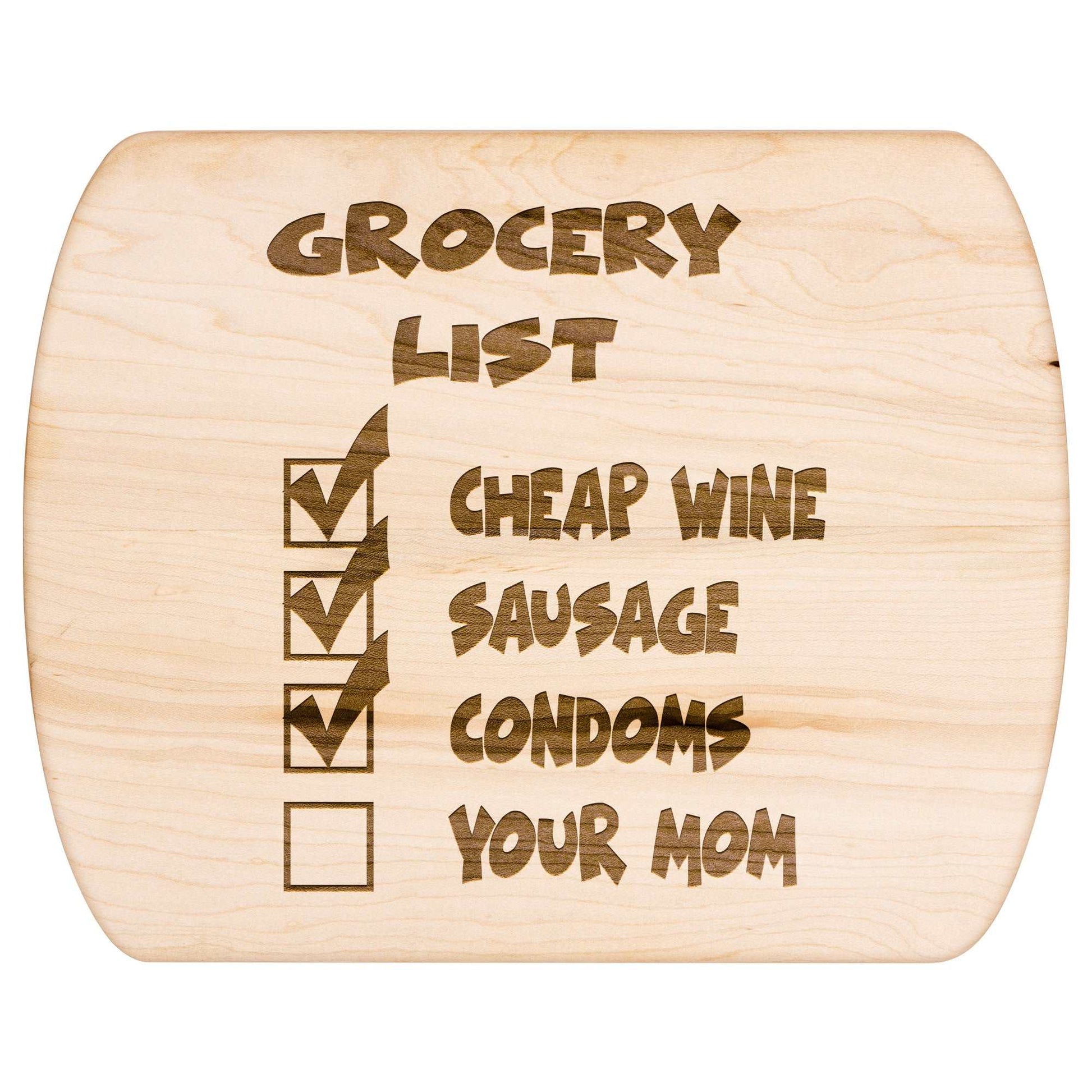 Funny Hardwood Oval Cutting Board - Grocery List
