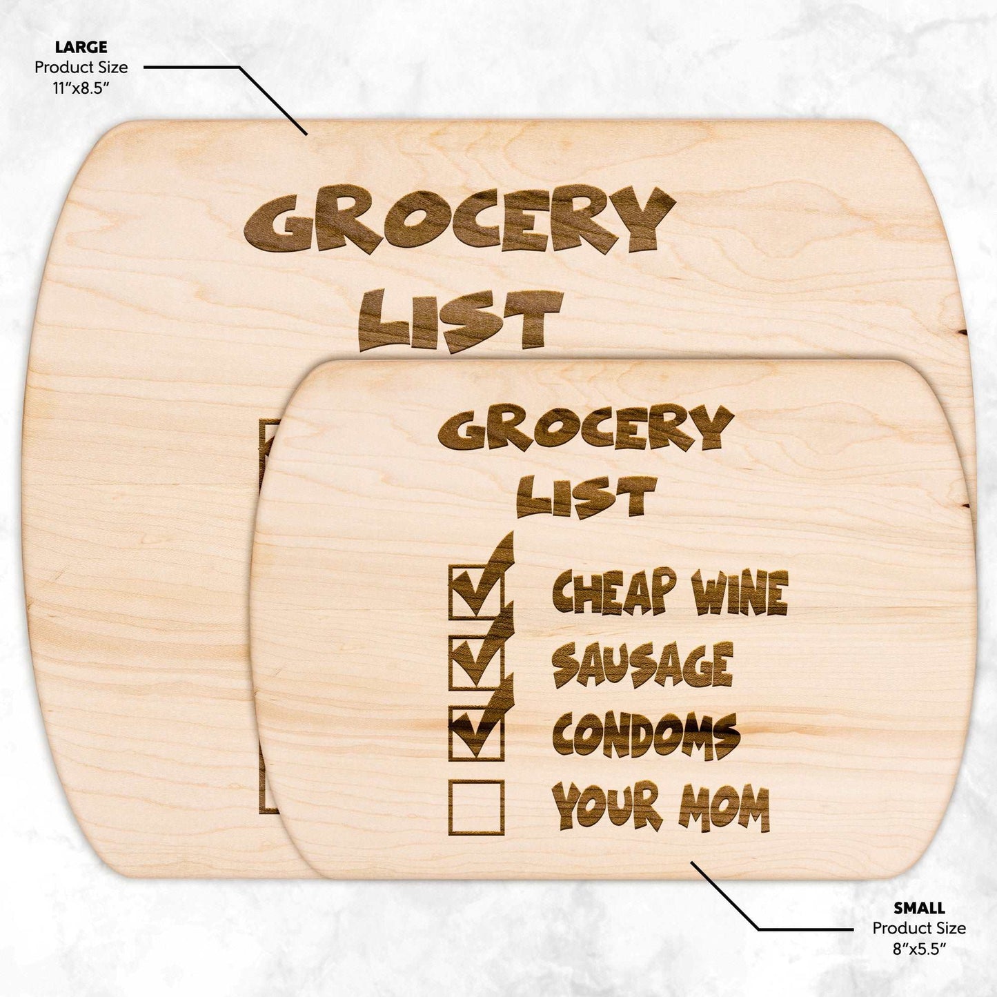 Funny Hardwood Oval Cutting Board - Grocery List