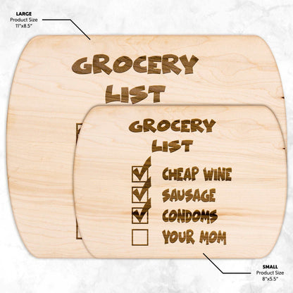 Funny Hardwood Oval Cutting Board - Grocery List