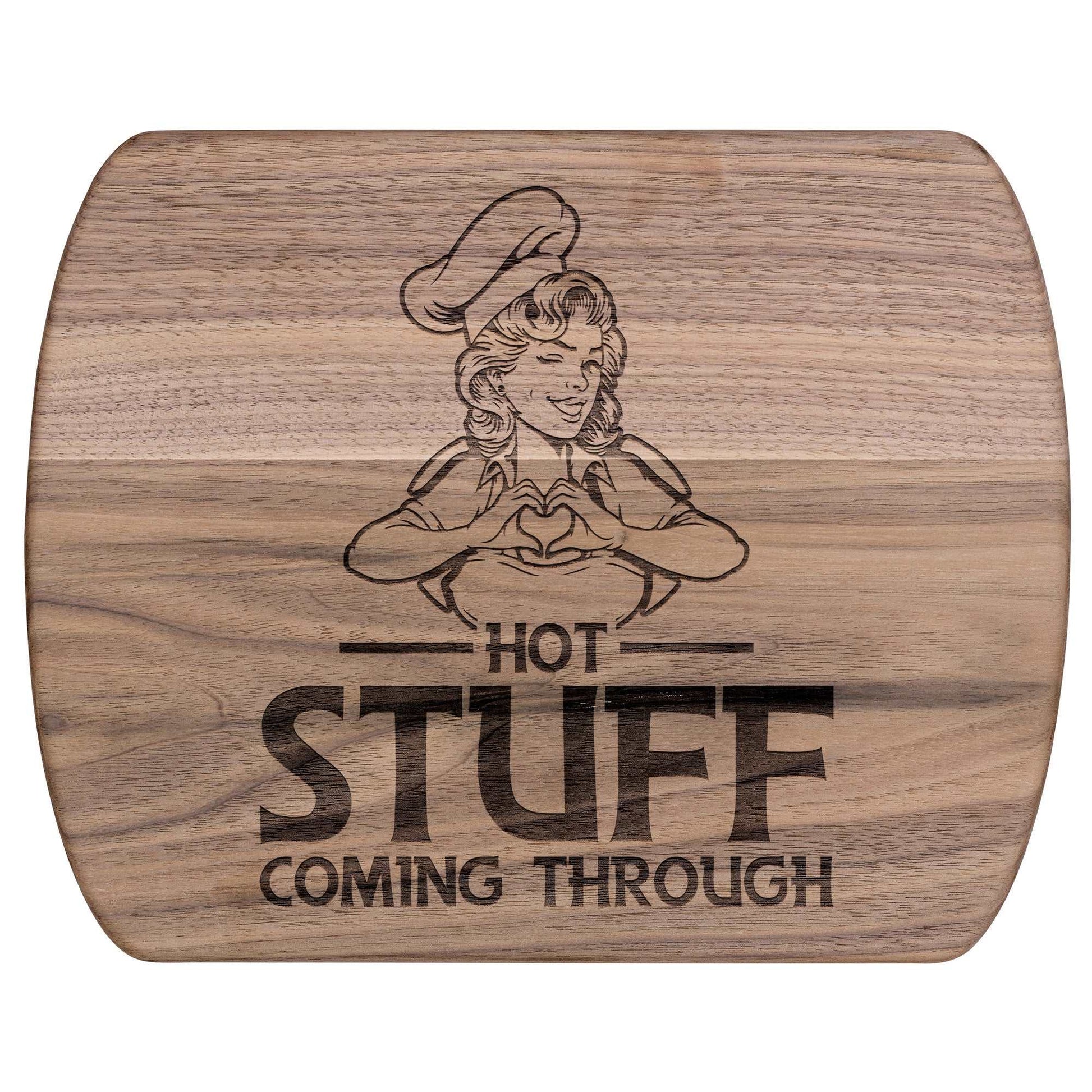 Funny Hardwood Oval Cutting Board - Hot Stuff