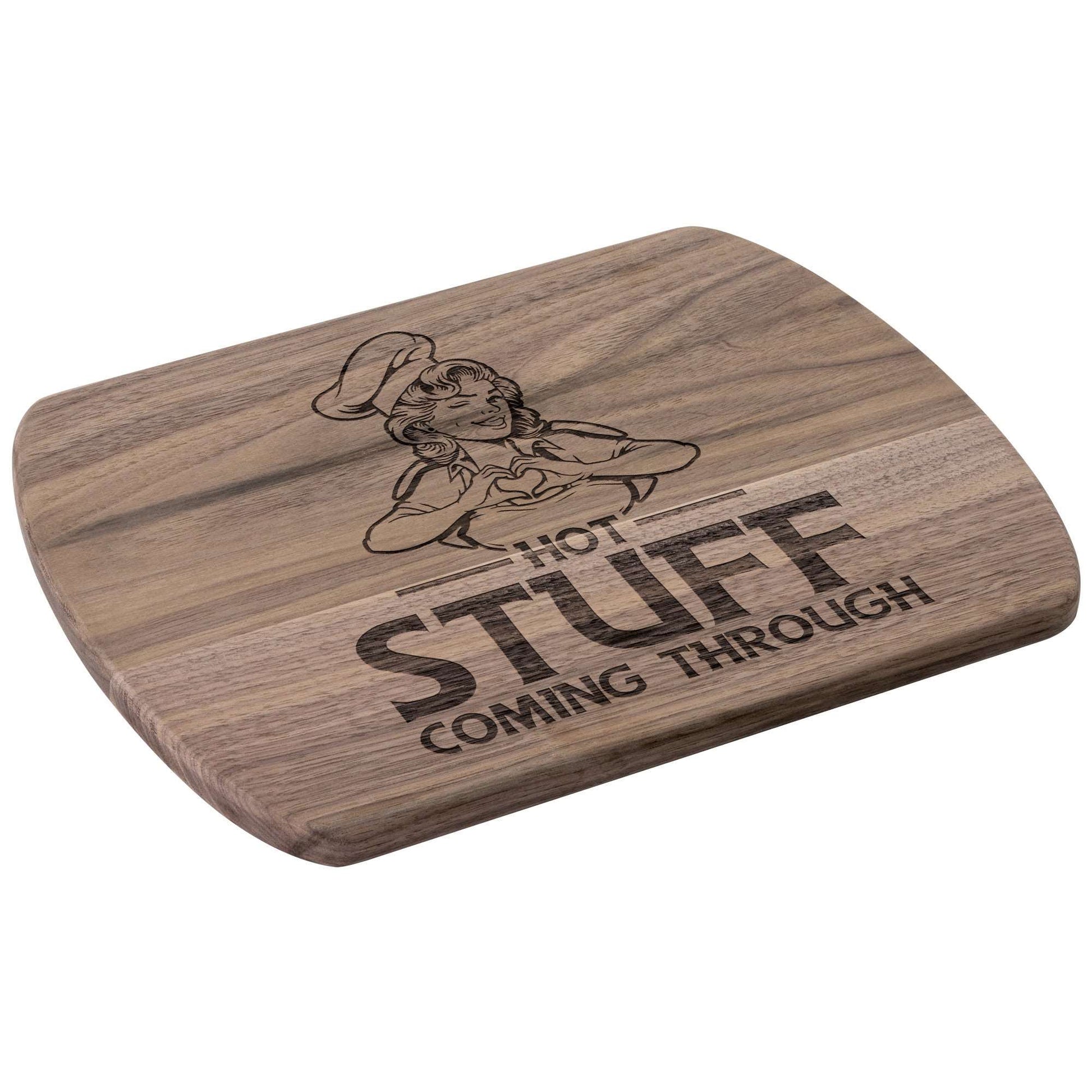 Funny Hardwood Oval Cutting Board - Hot Stuff