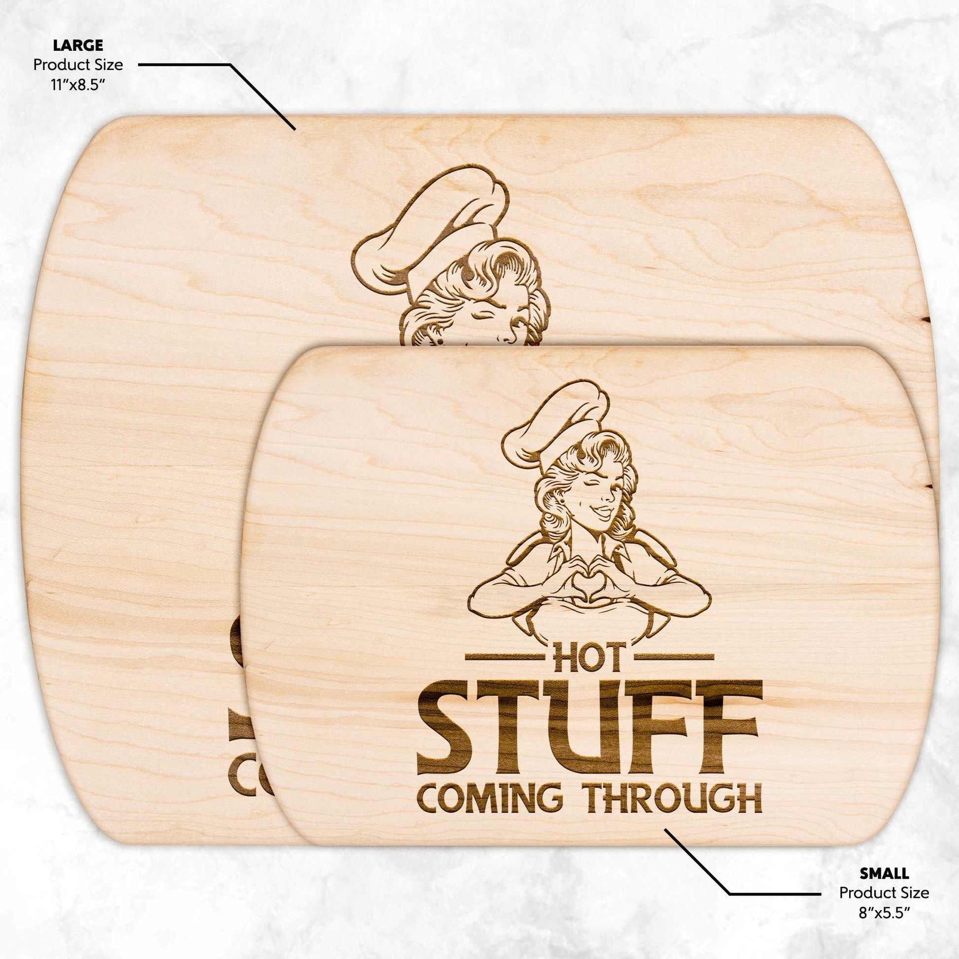 Funny Hardwood Oval Cutting Board - Hot Stuff