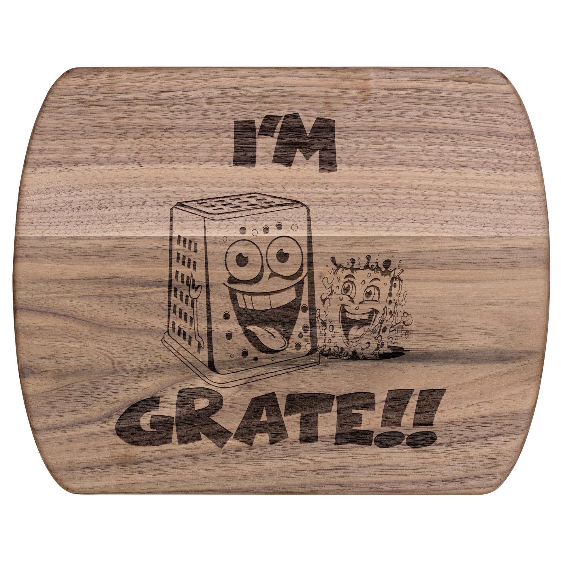 Funny Hardwood Oval Cutting Board - I'm Grate