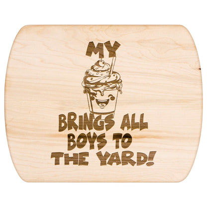 Funny Hardwood Oval Cutting Board - Milkshake