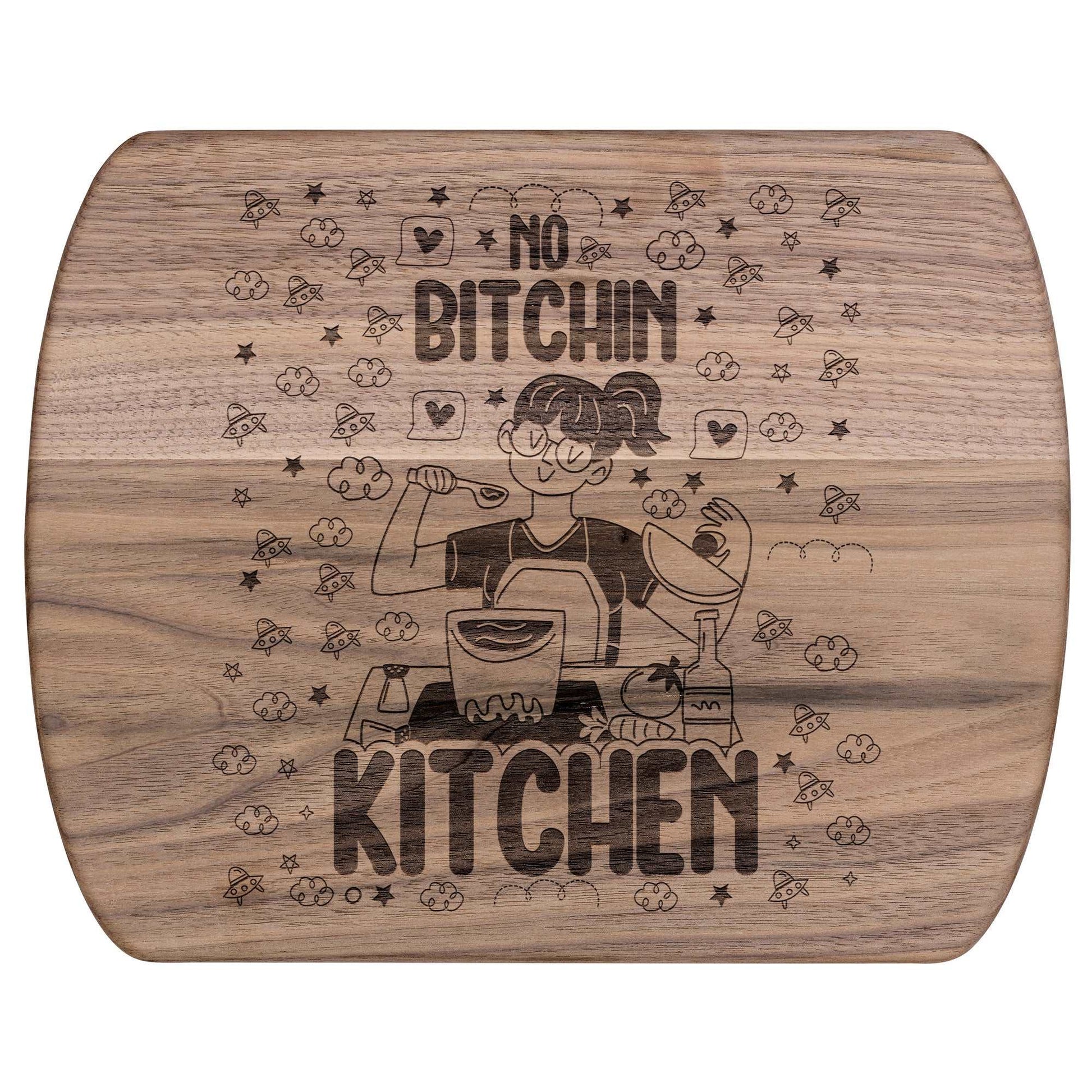 Funny Hardwood Oval Cutting Board - No Bitchin