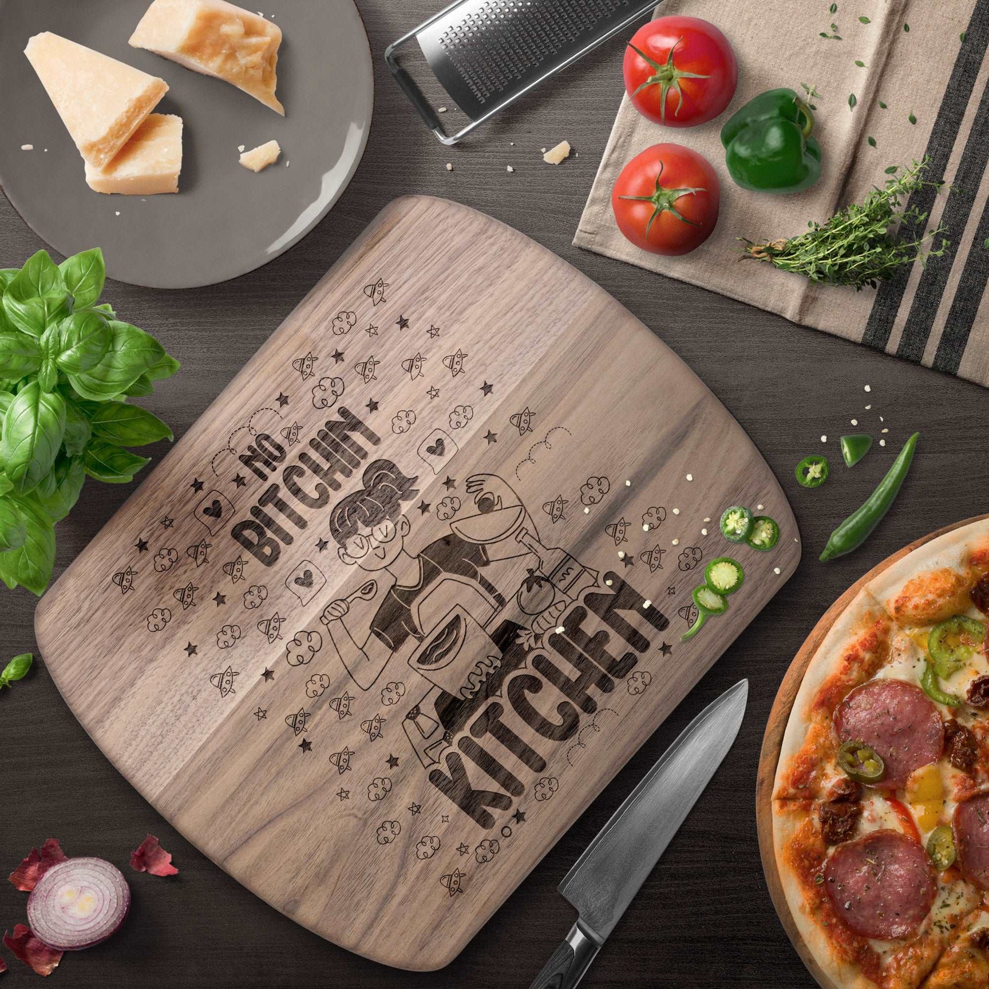 Funny Hardwood Oval Cutting Board - No Bitchin