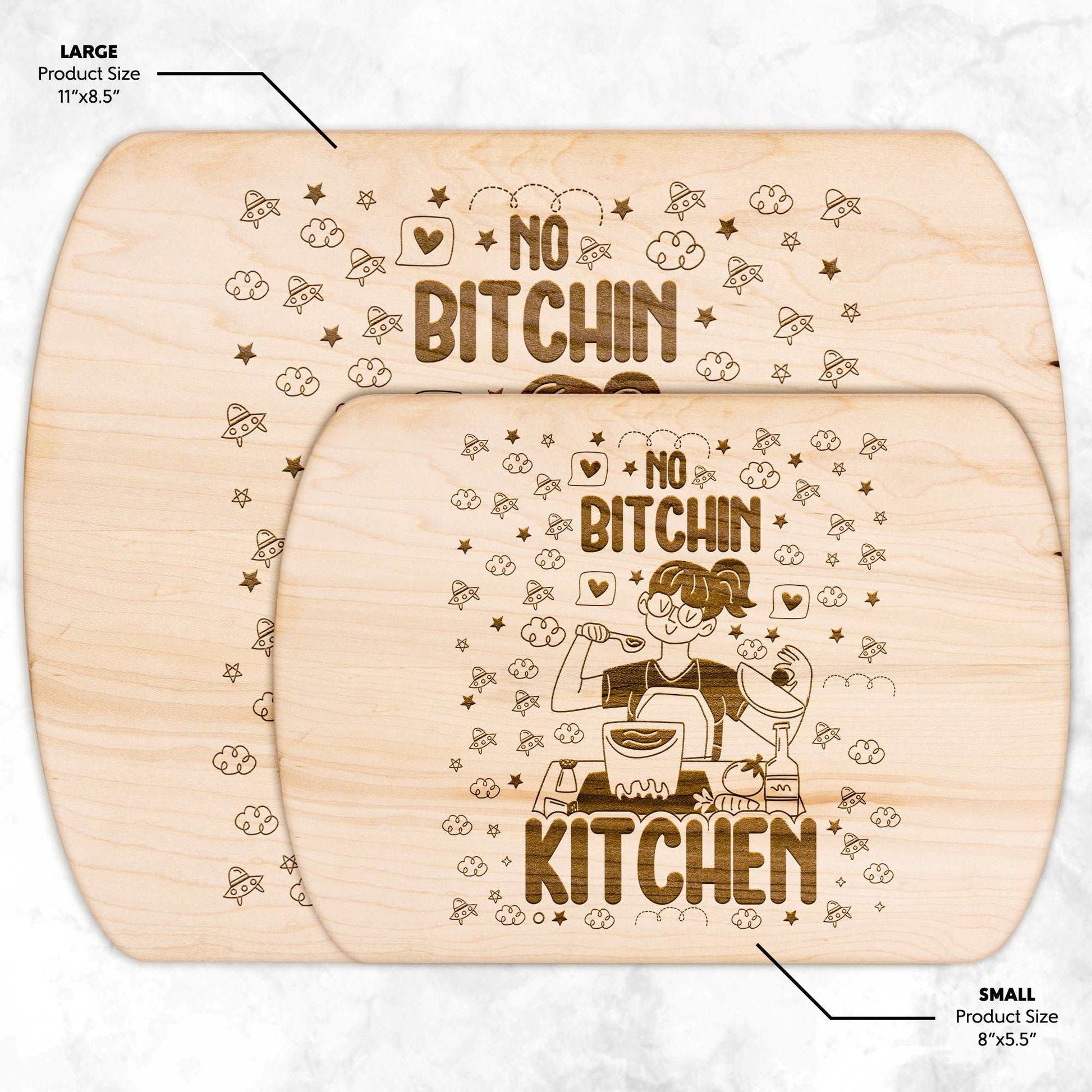 Funny Hardwood Oval Cutting Board - No Bitchin
