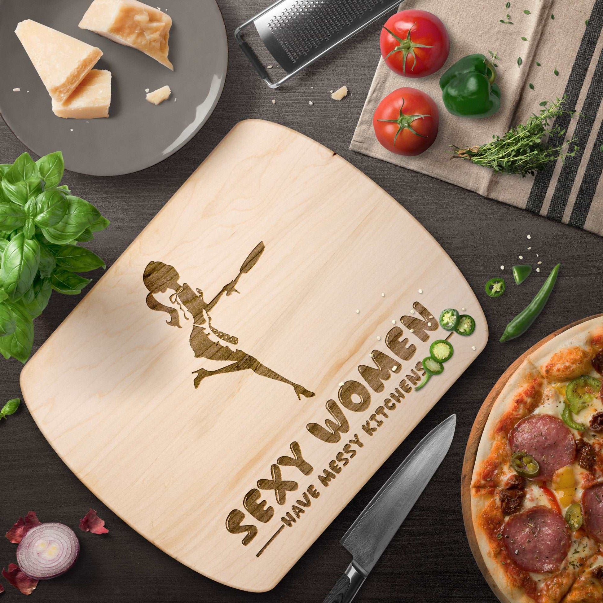 Funny Hardwood Oval Cutting Board - Sexy Women