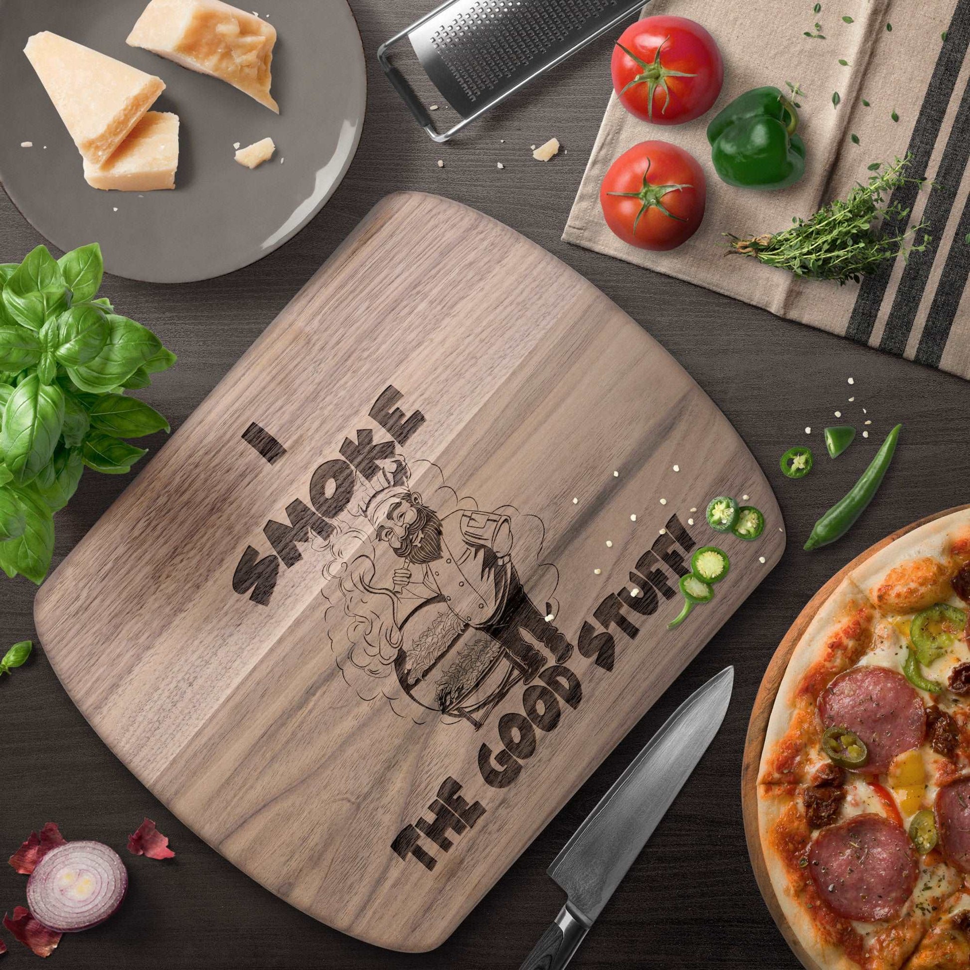 Funny Hardwood Oval Cutting Board - Smoke the Good Stuff