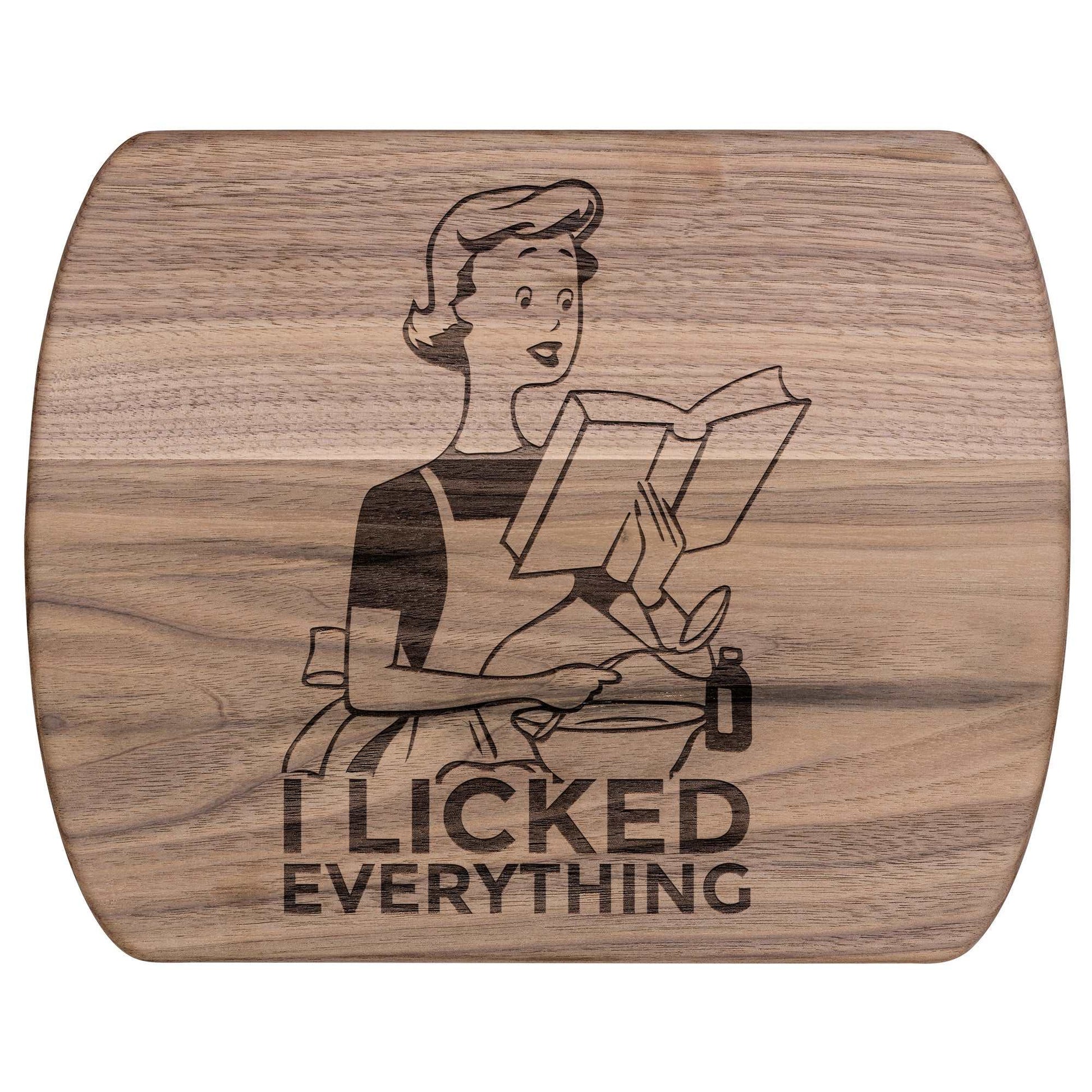 Funny Hardwood Oval Cutting Board - Licked Everything