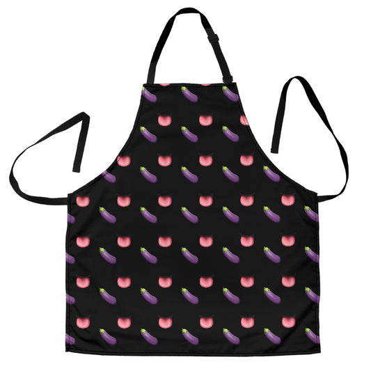 Eggplant & Mouth Emoji Funny Apron Universal Fit