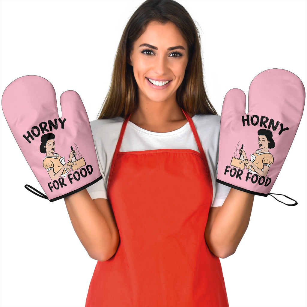 Horny for food Funny Oven Mitts