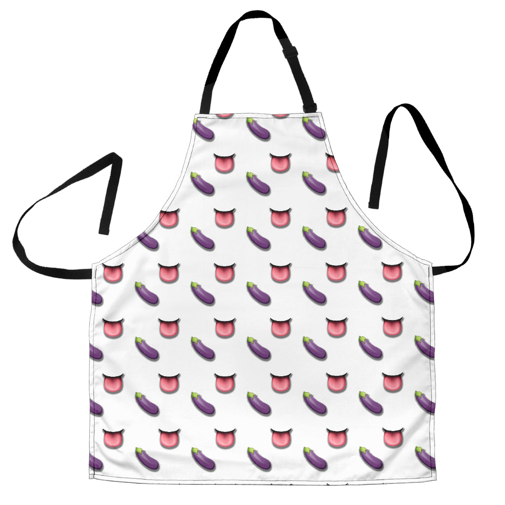 Eggplant & Mouth Emoji Funny Apron Universal Fit