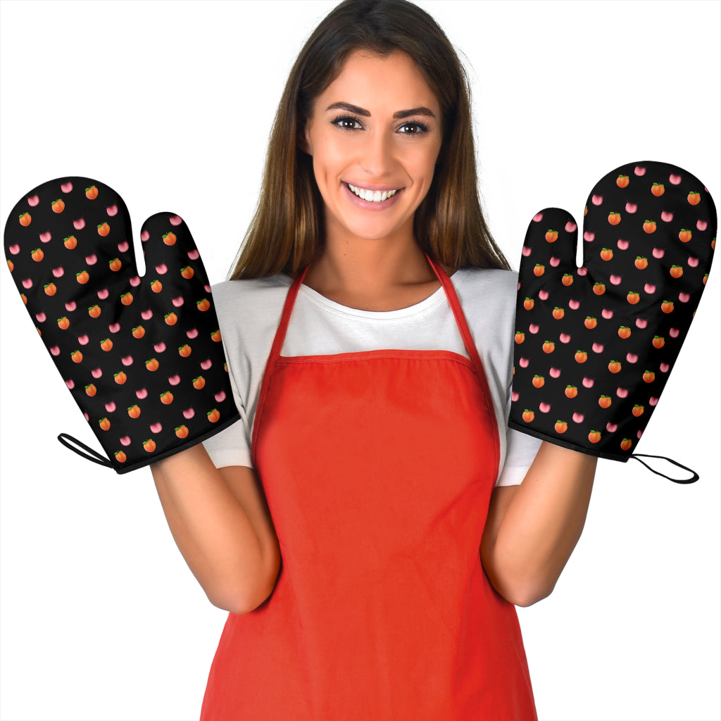 Peach & Mouth Emoji Funny Oven Mitts