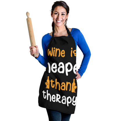 Wine Therapy Funny Apron Universal Fit