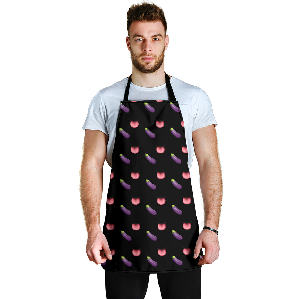 Eggplant & Mouth Emoji Funny Apron Universal Fit