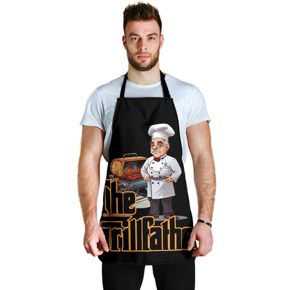 Tablier amusant noir The Grillfather, ajustement universel