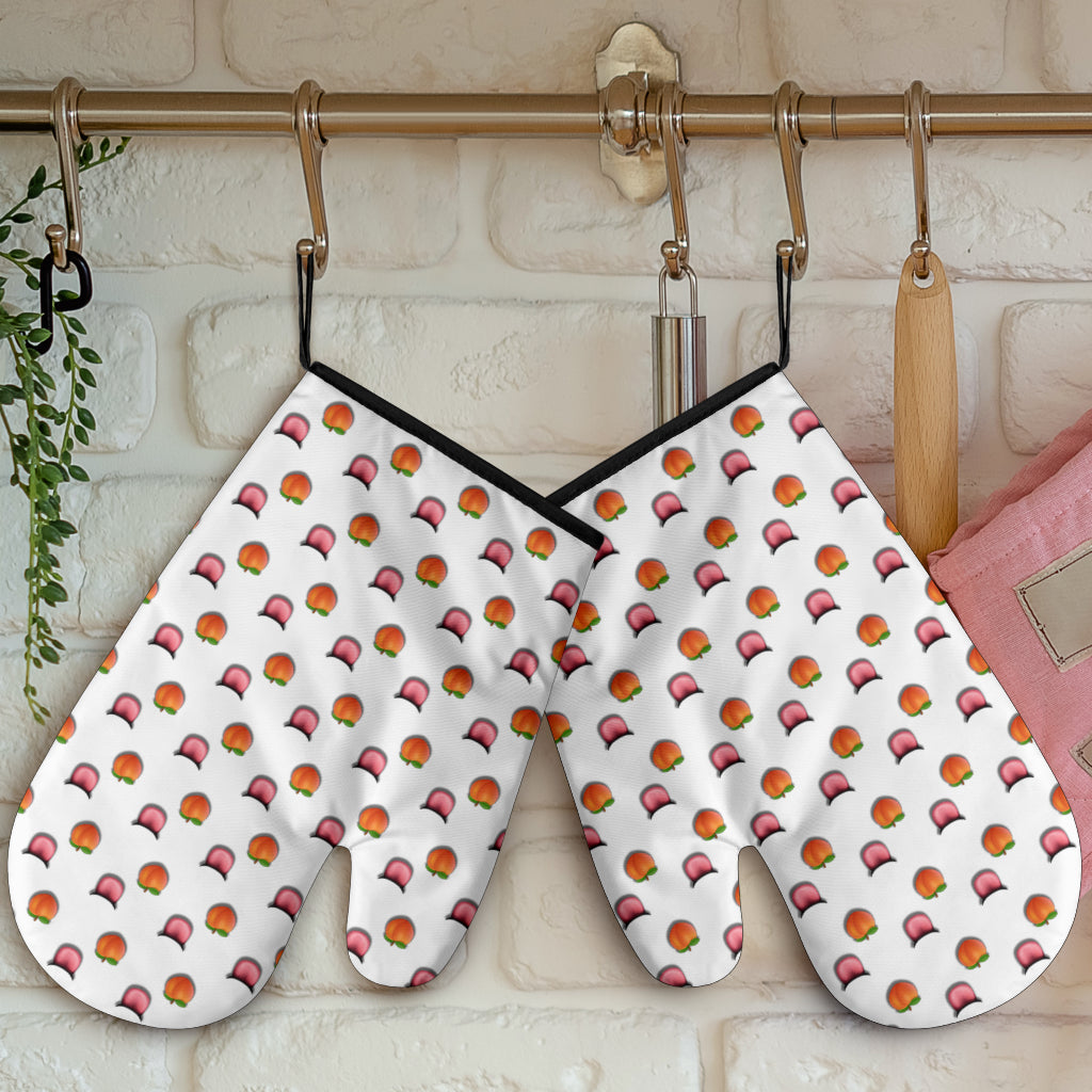 Peach & Mouth Emoji Funny Oven Mitts