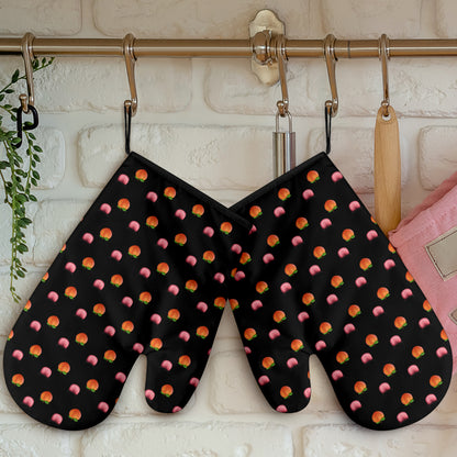 Peach & Mouth Emoji Funny Oven Mitts