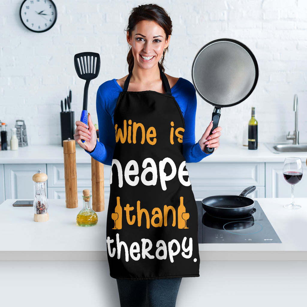 Wine Therapy Funny Apron Universal Fit