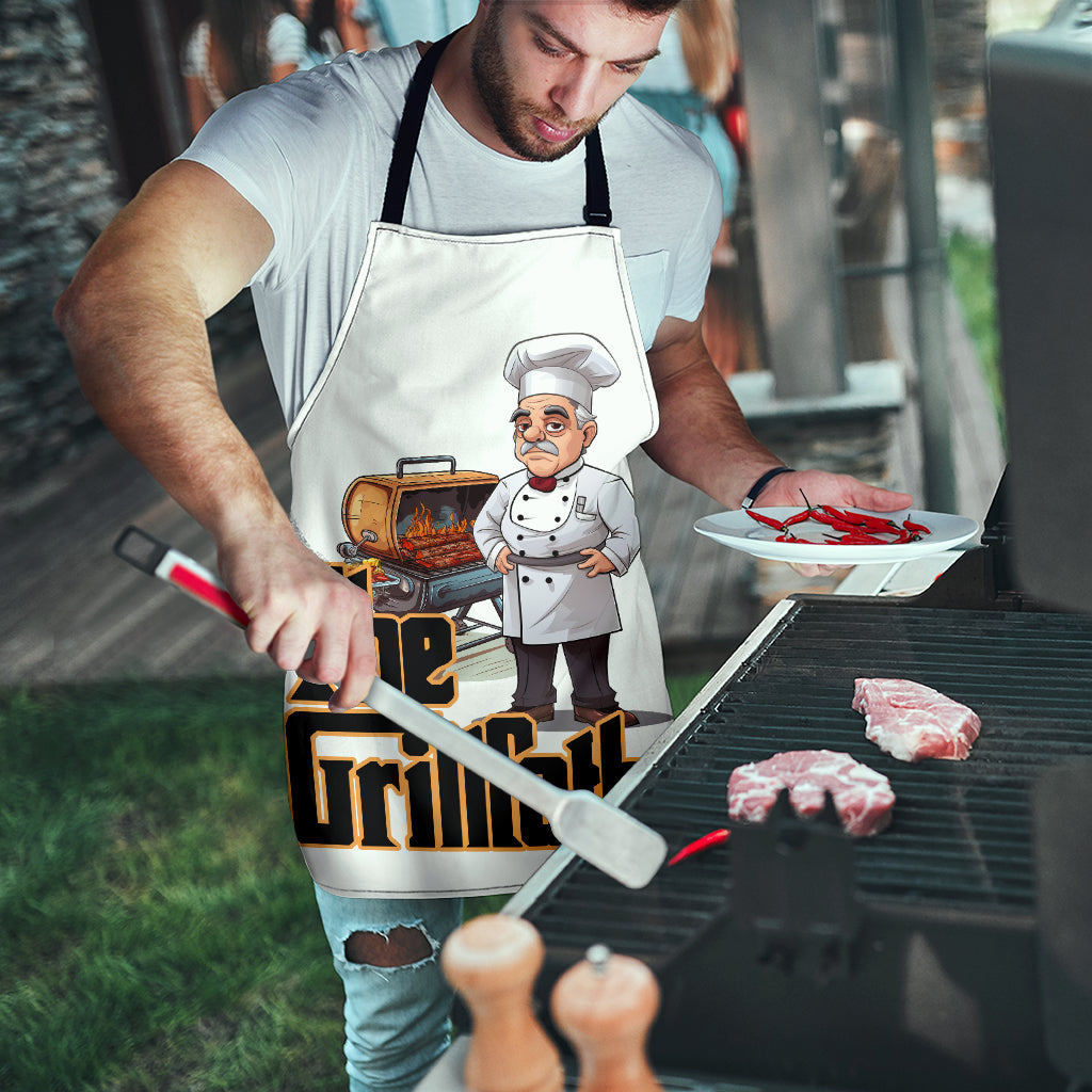 Tablier amusant noir The Grillfather, ajustement universel