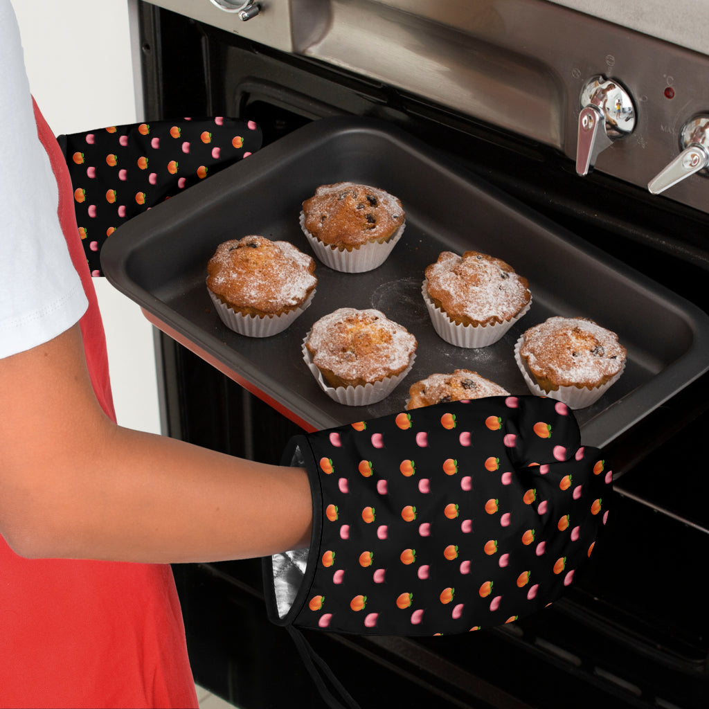 Peach & Mouth Emoji Funny Oven Mitts