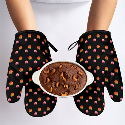 Peach & Mouth Emoji Funny Oven Mitts