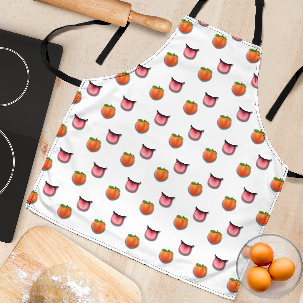 Peach & Mouth Emoji Funny Apron Universal Fit